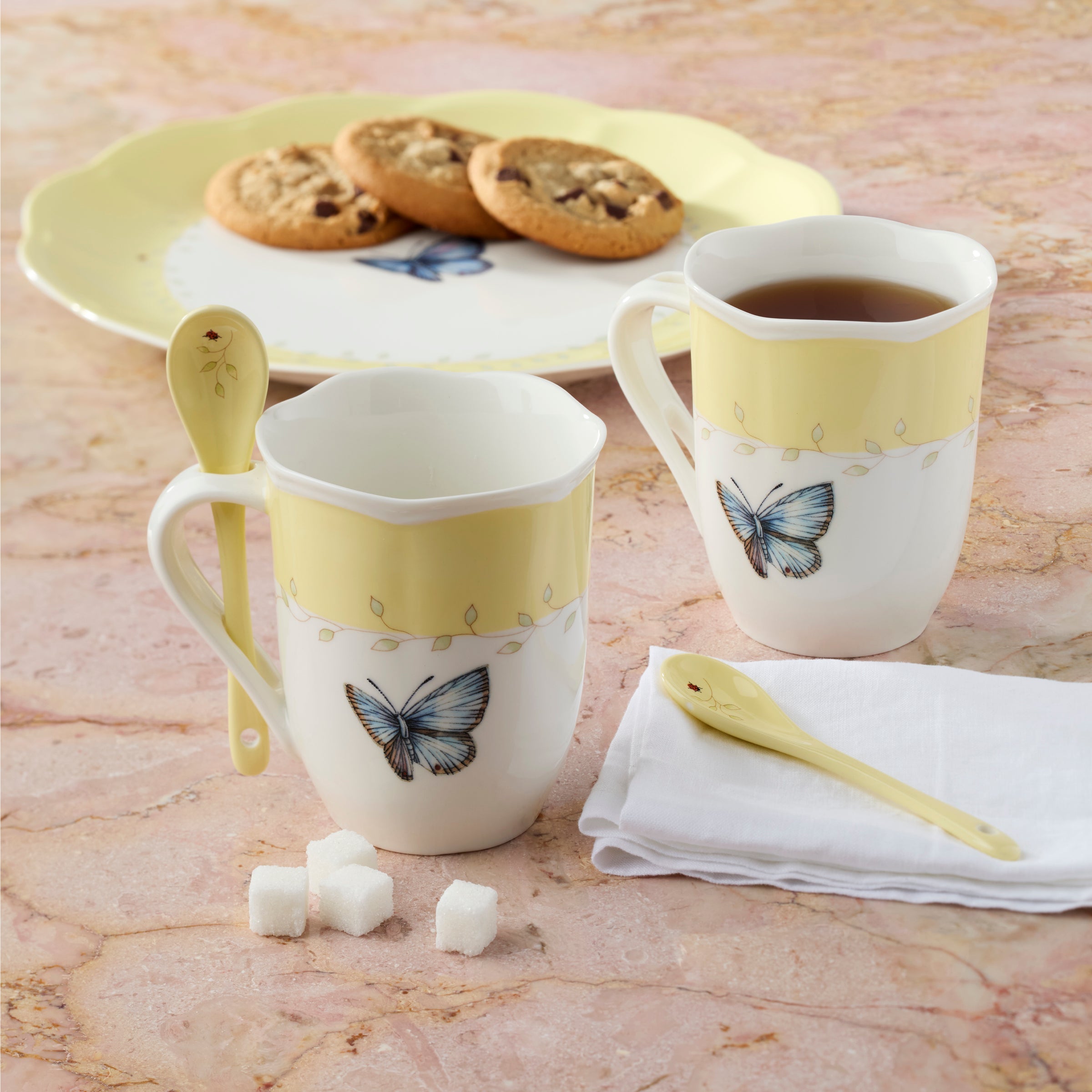 Lenox Everyday Flatware Butterfly Meadow Yellow Mugs with Spoons, Set of 2 - Image 5