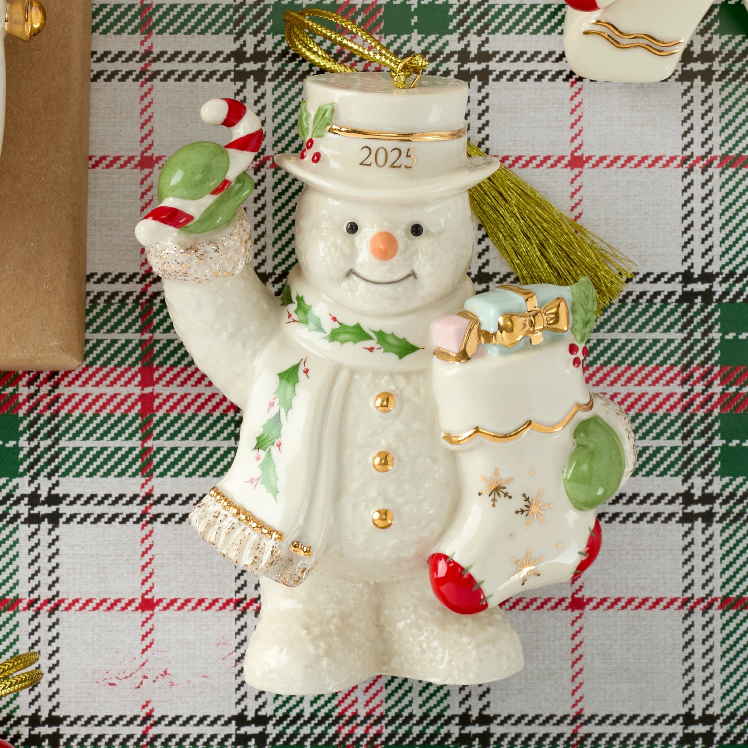 Lenox Everyday Flatware 2025 Snowman With Stocking Ornament - Image 3