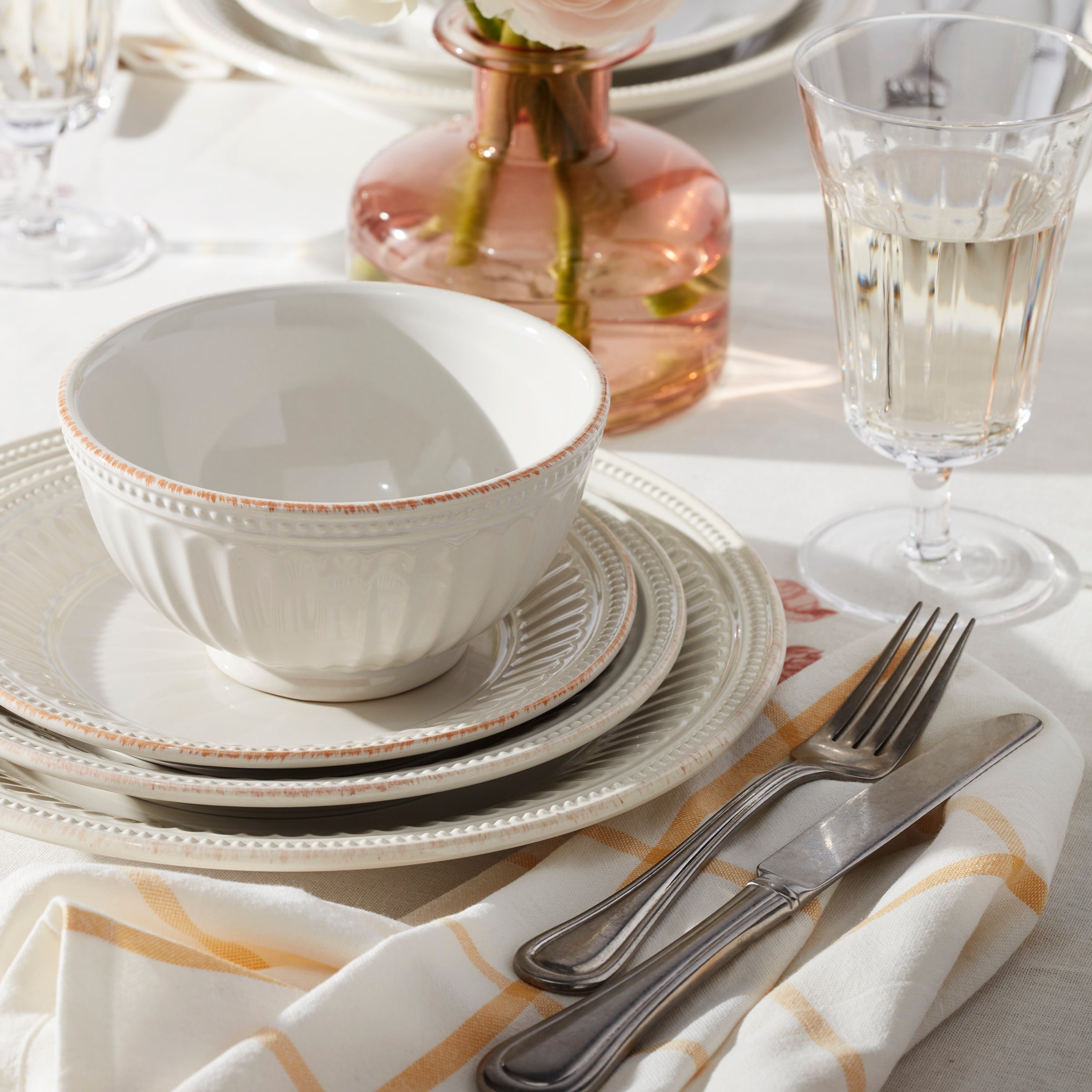 Lenox Everyday Flatware French Perle Groove White 12-Piece Place Setting - Image 10