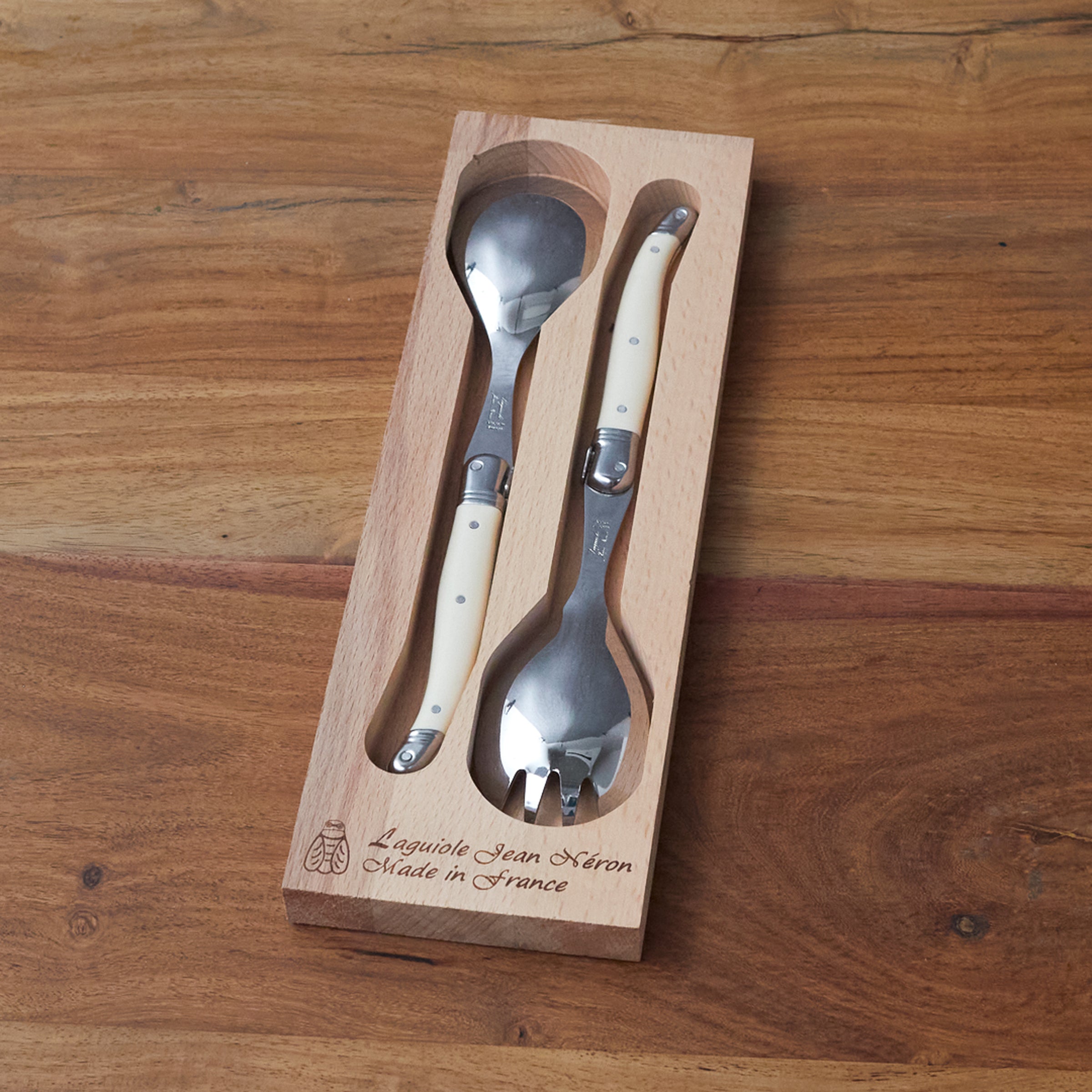 Lenox Everyday Flatware Salad Serving Set with Wood Tray