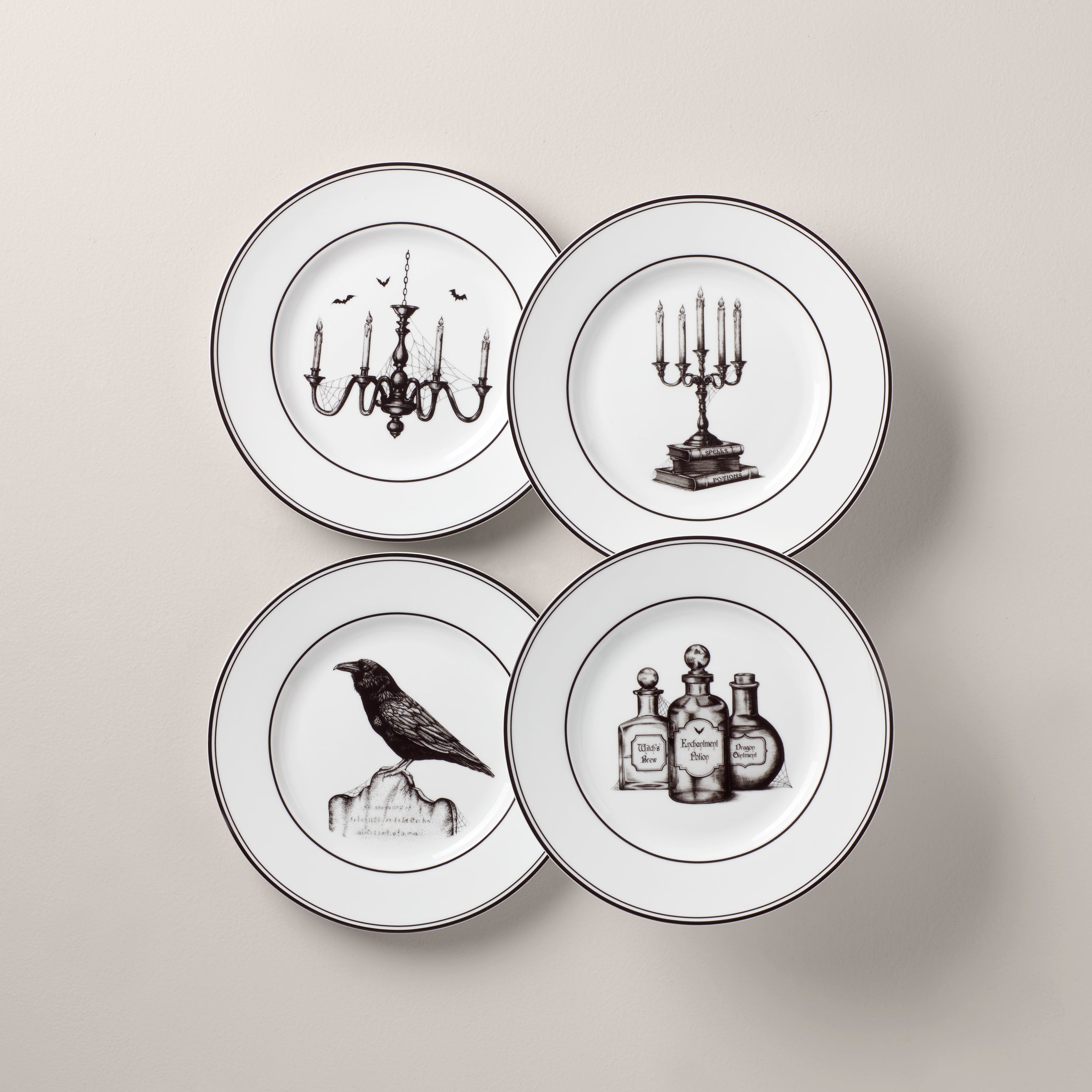 Lenox Everyday Flatware Vintage Halloween Dessert Plates, Set of 4