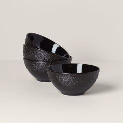 Lenox Everyday Flatware Chelse Muse Fleur Black All-Purpose Bowls, Set of 4