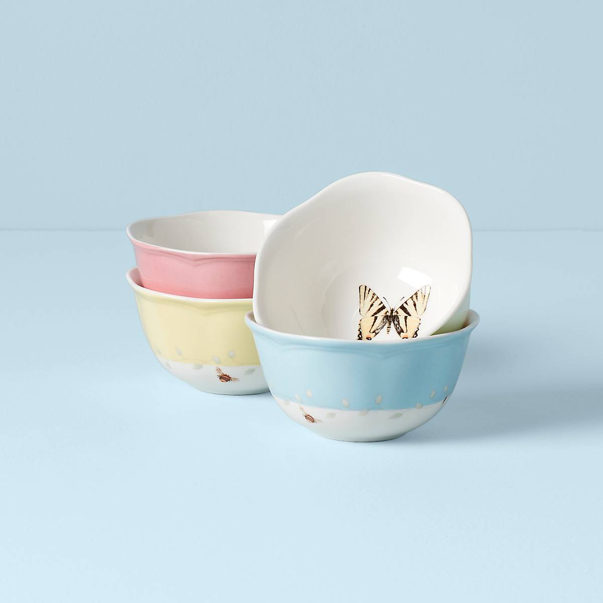 Lenox Everyday Flatware Butterfly Meadow Colors 4-Piece Dessert Bowl Set