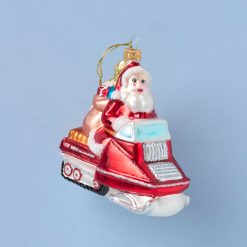 Lenox Everyday Flatware Retro Blown Glass Santa on Snowmobile Ornament