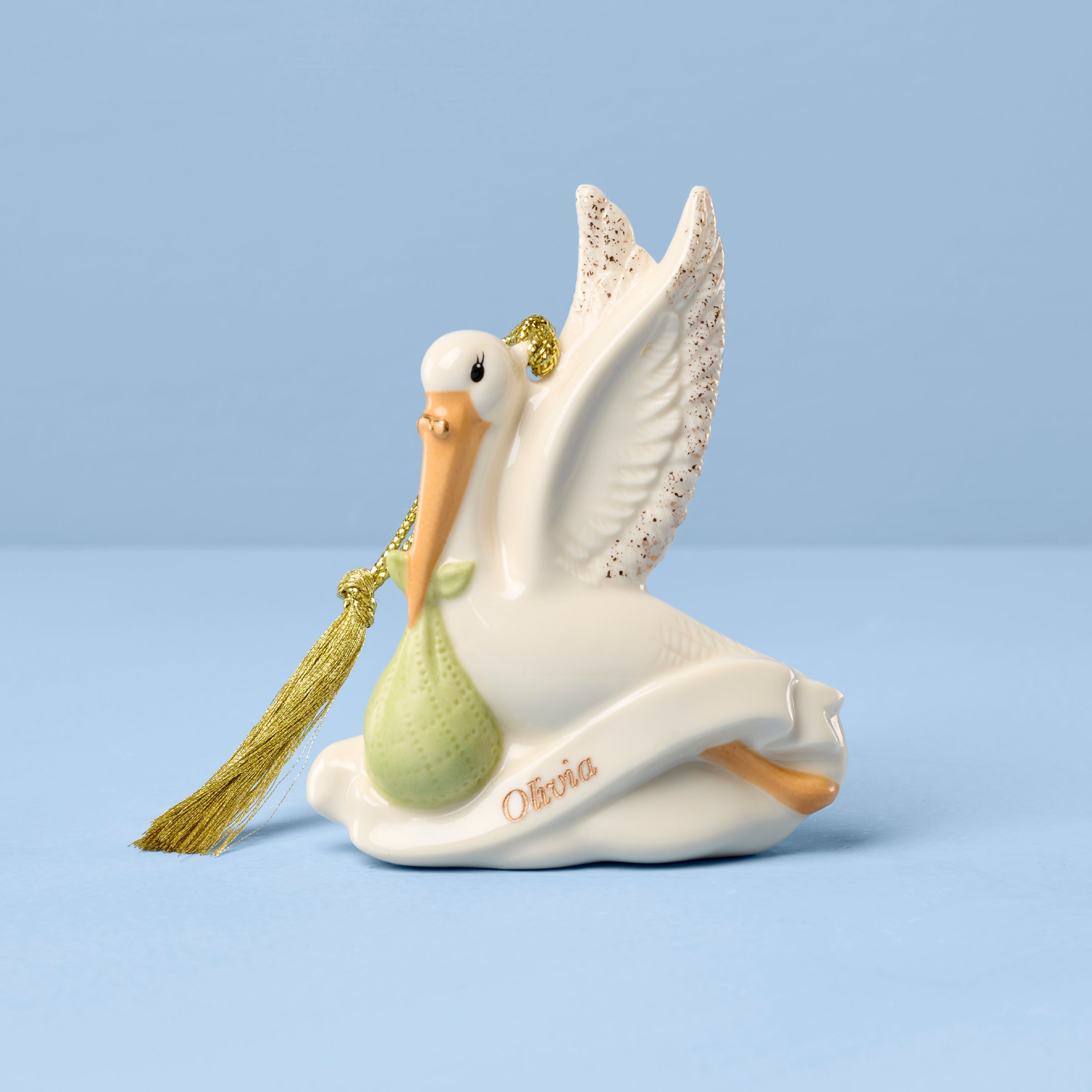 Lenox Everyday Flatware Personalized We're Expecting Stork Ornament
