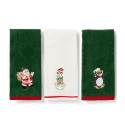Lenox Everyday Flatware Holiday Elf, Santa & Penguin Kitchen Towels, Set of 3