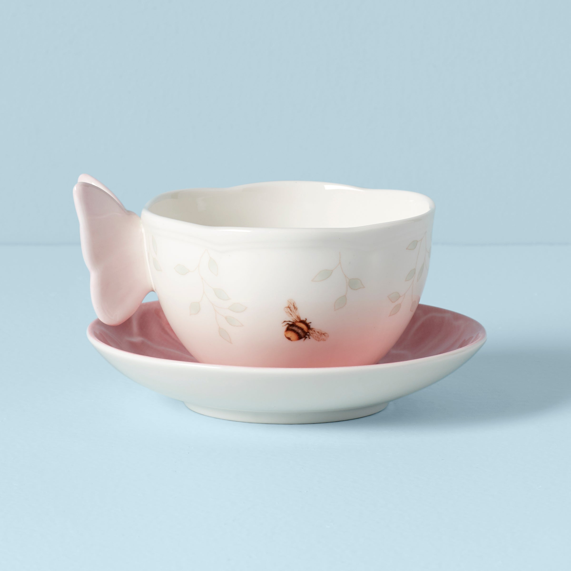 Lenox Everyday Flatware Butterfly Meadow Floral Pink Cup & Saucer - Image 2