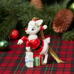 Alternative view of Lenox Everyday Flatware Rudolph in a Santa Suit Ornament