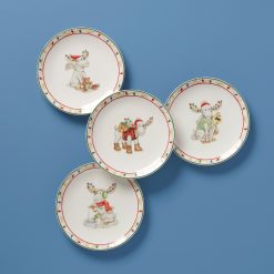 Lenox Everyday Flatware Merry Marcel Moose 4-Piece Dessert Plate Set