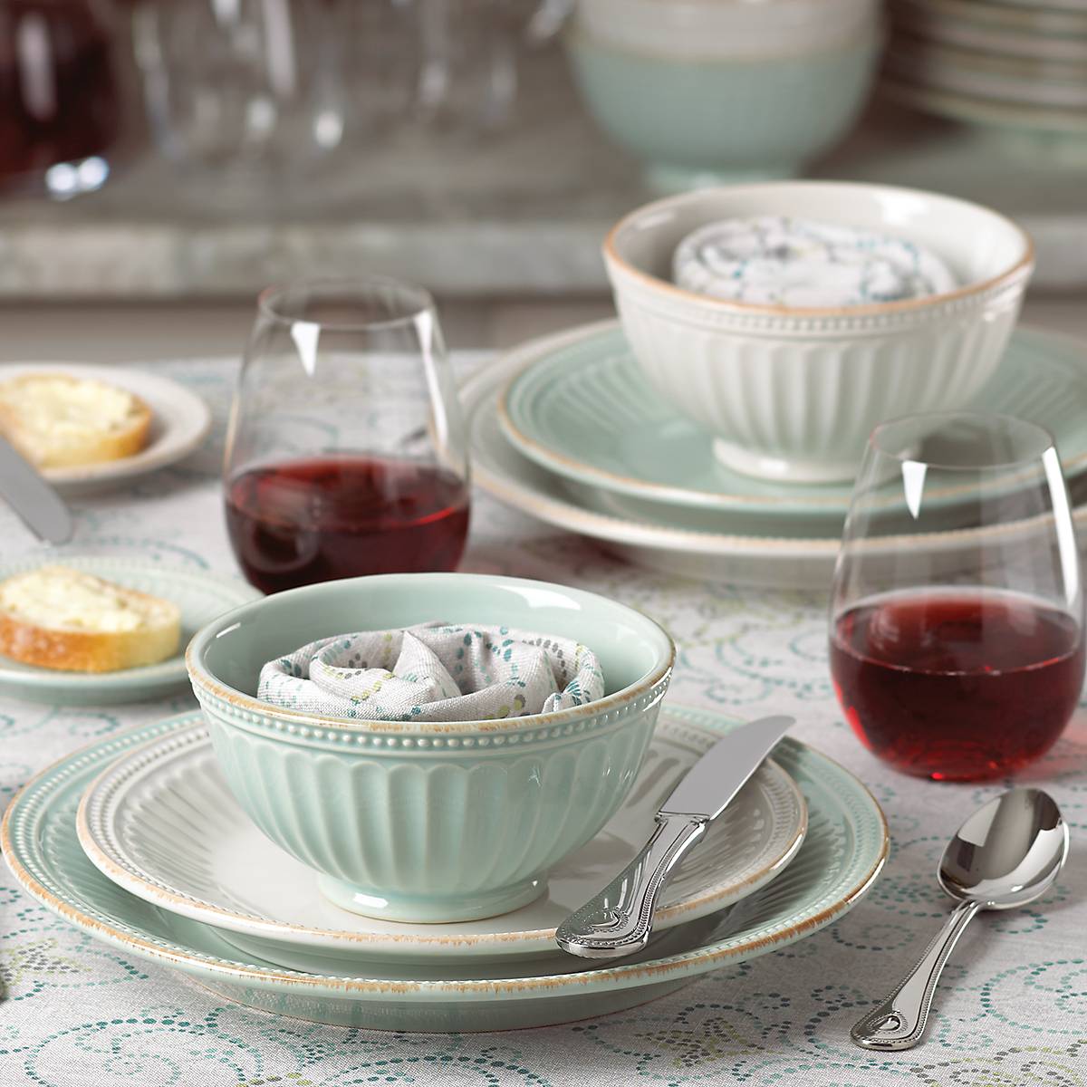Lenox Everyday Flatware French Perle Groove Ice Blue 4-Piece Place Setting - Image 9