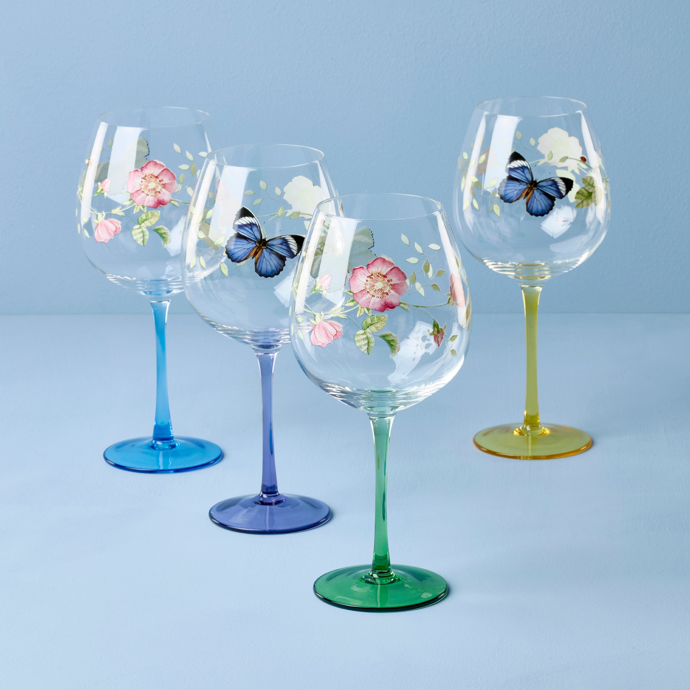 Lenox Everyday Flatware Butterfly Meadow Balloon Wine Glasses, Set of 4, Assorted - Image 2