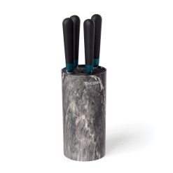 Lenox Everyday Flatware Keen Black Marble 5-Piece Bristle Cutlery Block Set