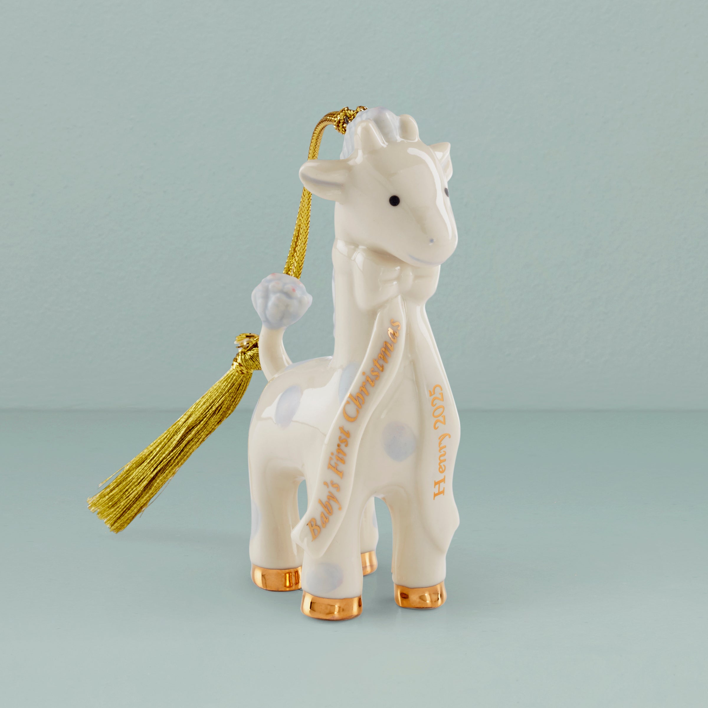 Lenox Everyday Flatware Personalized Baby's Blue Giraffe Ornament