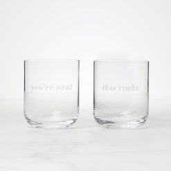 Lenox Everyday Flatware This Rocks & You're Neat Double Old Fashion Glasses, Set of 2