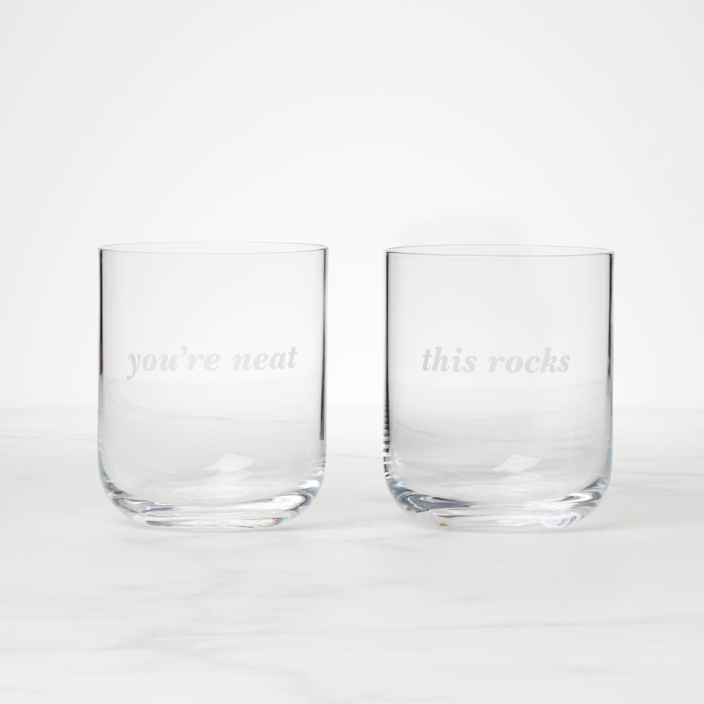 Lenox Everyday Flatware This Rocks & You're Neat Double Old Fashion Glasses, Set of 2