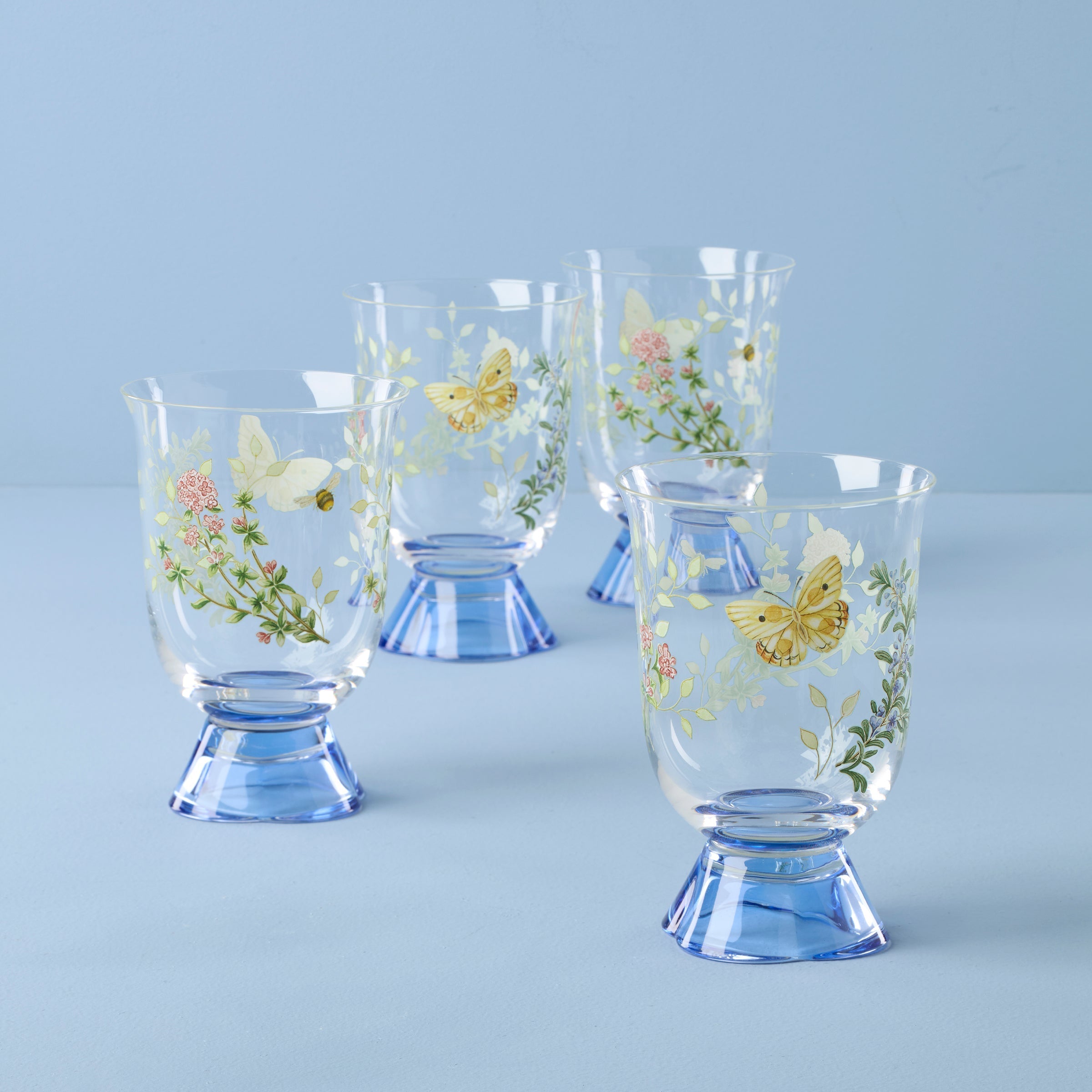 Lenox Everyday Flatware Butterfly Meadow Herbs Short Tumblers, Set of 4