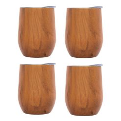 Lenox Everyday Flatware Insulated Woodgrain Wine Tumblers, Set of 4