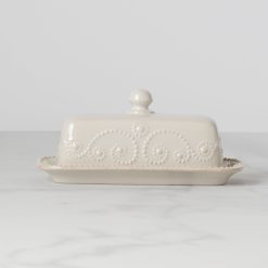 Lenox Everyday Flatware French Perle White Covered Butter Dish