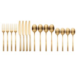 Alternative view of Lenox Everyday Flatware Beacon Gold Satin 16-Piece Flatware Set