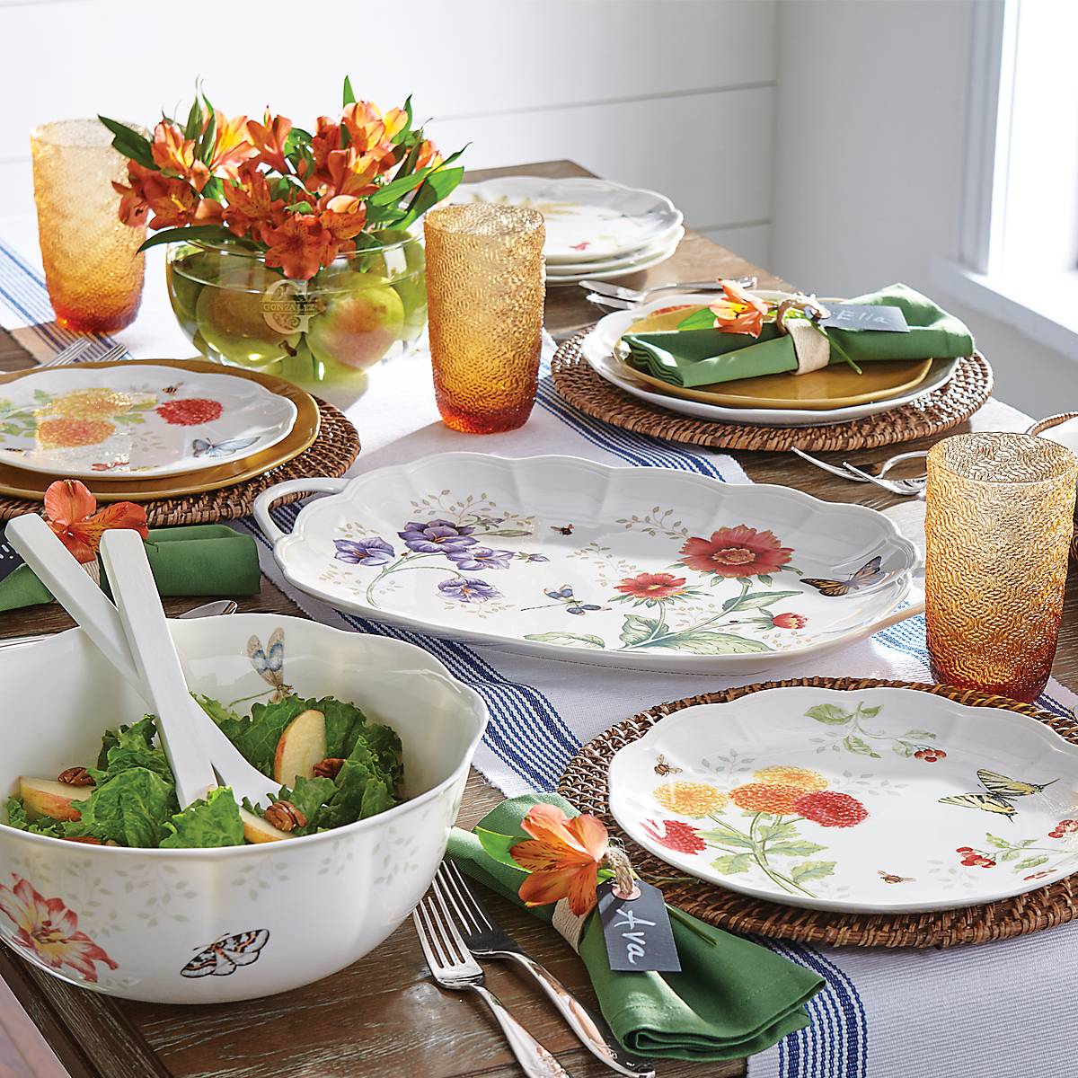 Lenox Everyday Flatware Butterfly Meadow Salad Bowl & Servers - Image 5