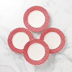 Lenox Everyday Flatware Gingham Red Dinner Plates, Set of 4