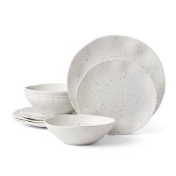 Lenox Everyday Flatware Terrazzo Melamine Cream 12-Piece Dinnerware Set