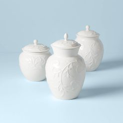 Lenox Everyday Flatware Opal Innocence Carved 3-Piece Canister Set