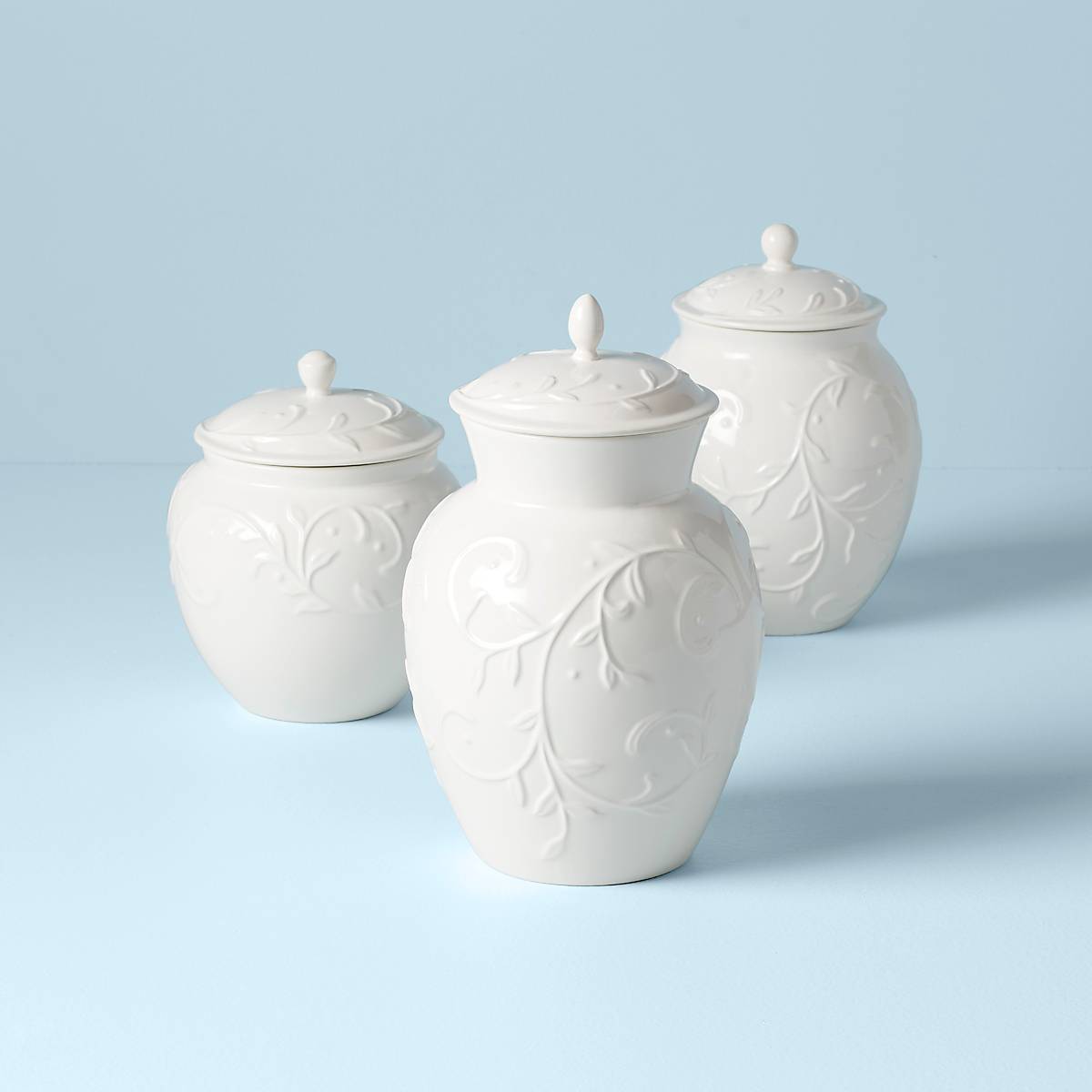 Lenox Everyday Flatware Opal Innocence Carved 3-Piece Canister Set