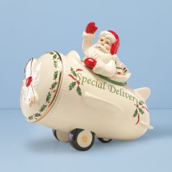 Lenox Everyday Flatware Holiday Santa Airplane Cookie Jar