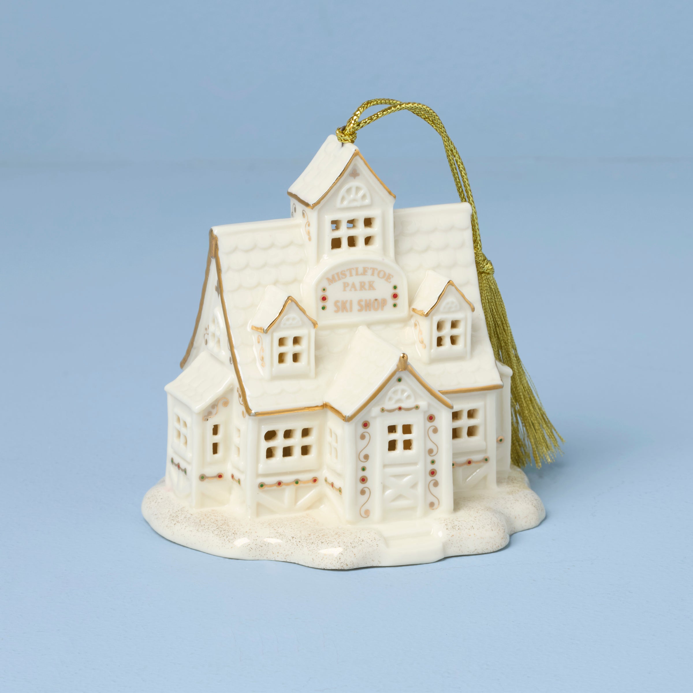 Lenox Everyday Flatware Mistletoe Park Ski Shop Lit Ornament
