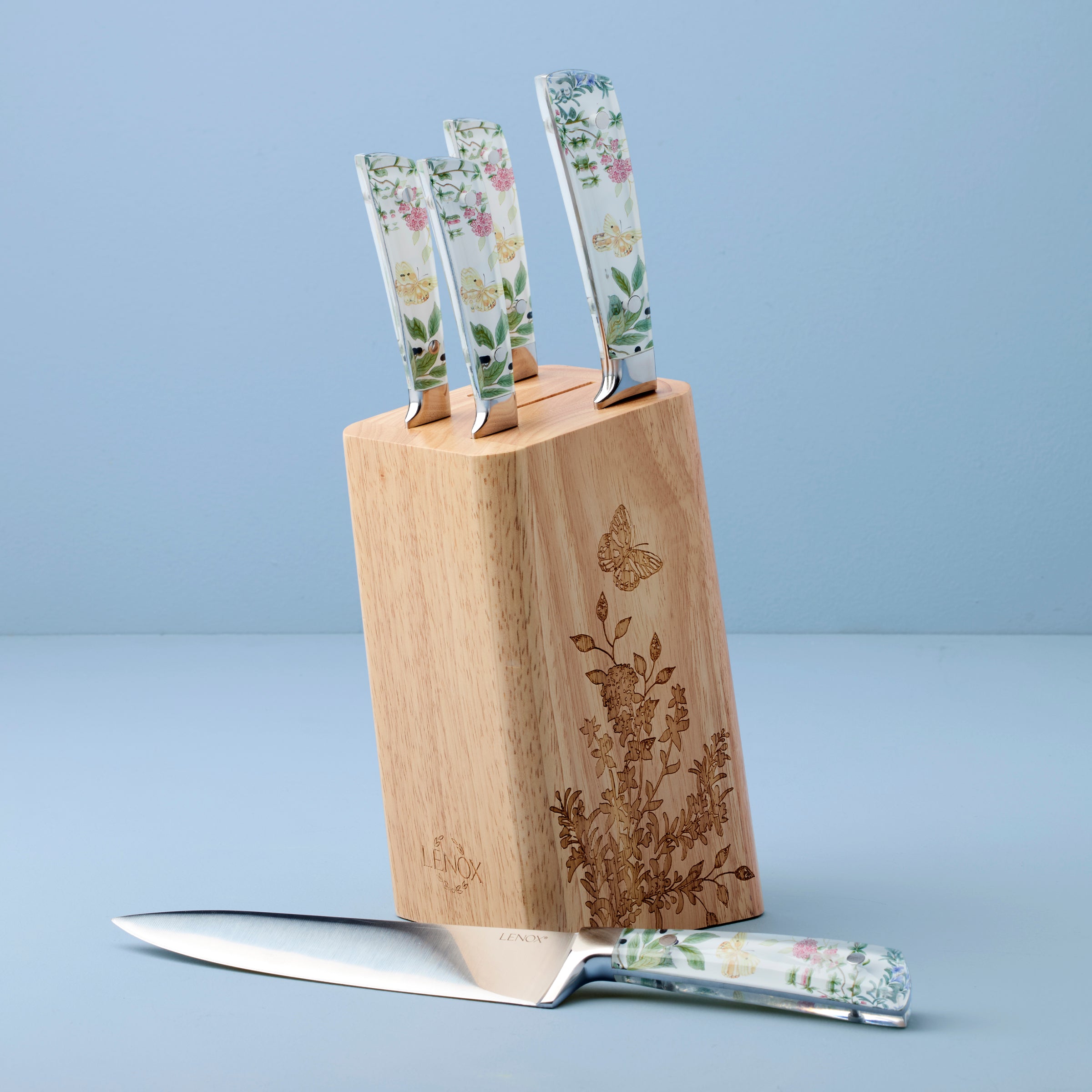 Lenox Everyday Flatware Butterfly Meadow Herbs 6-Piece Cutlery Block Set - Image 2
