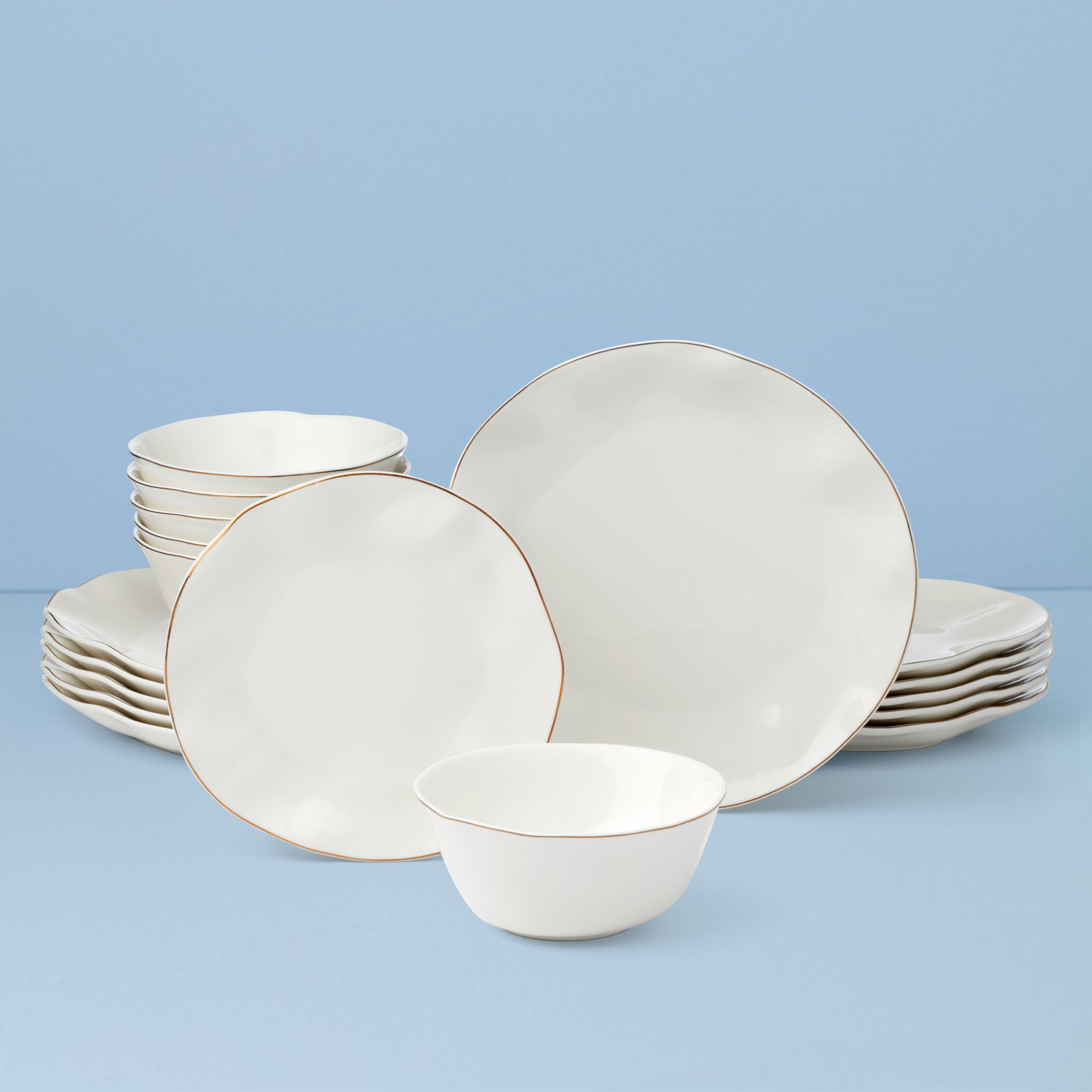 Lenox Everyday Flatware Blue Bay White 18-Piece Dinnerware Set