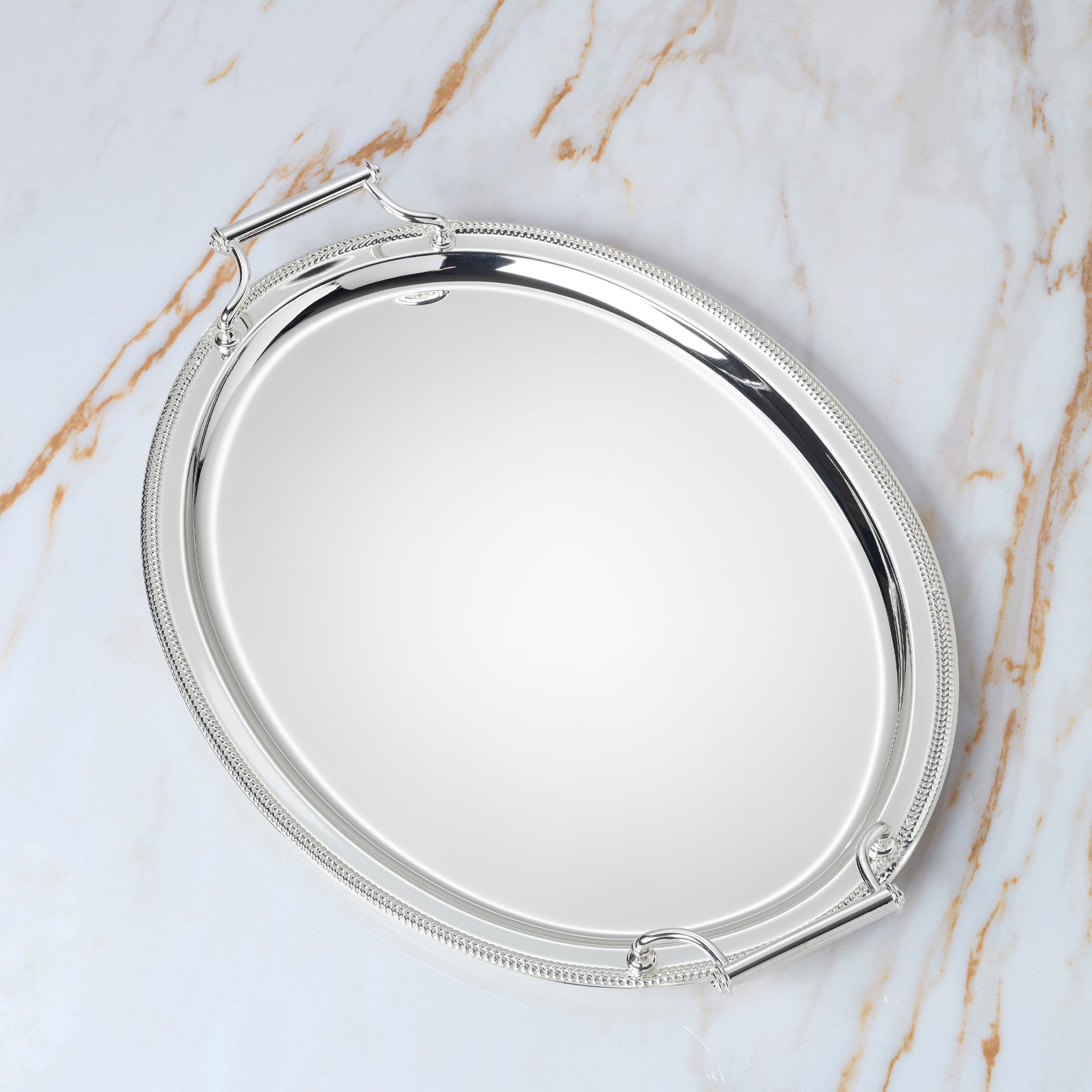 Lenox Everyday Flatware Gallery Oval Silverplate Tray with Handles