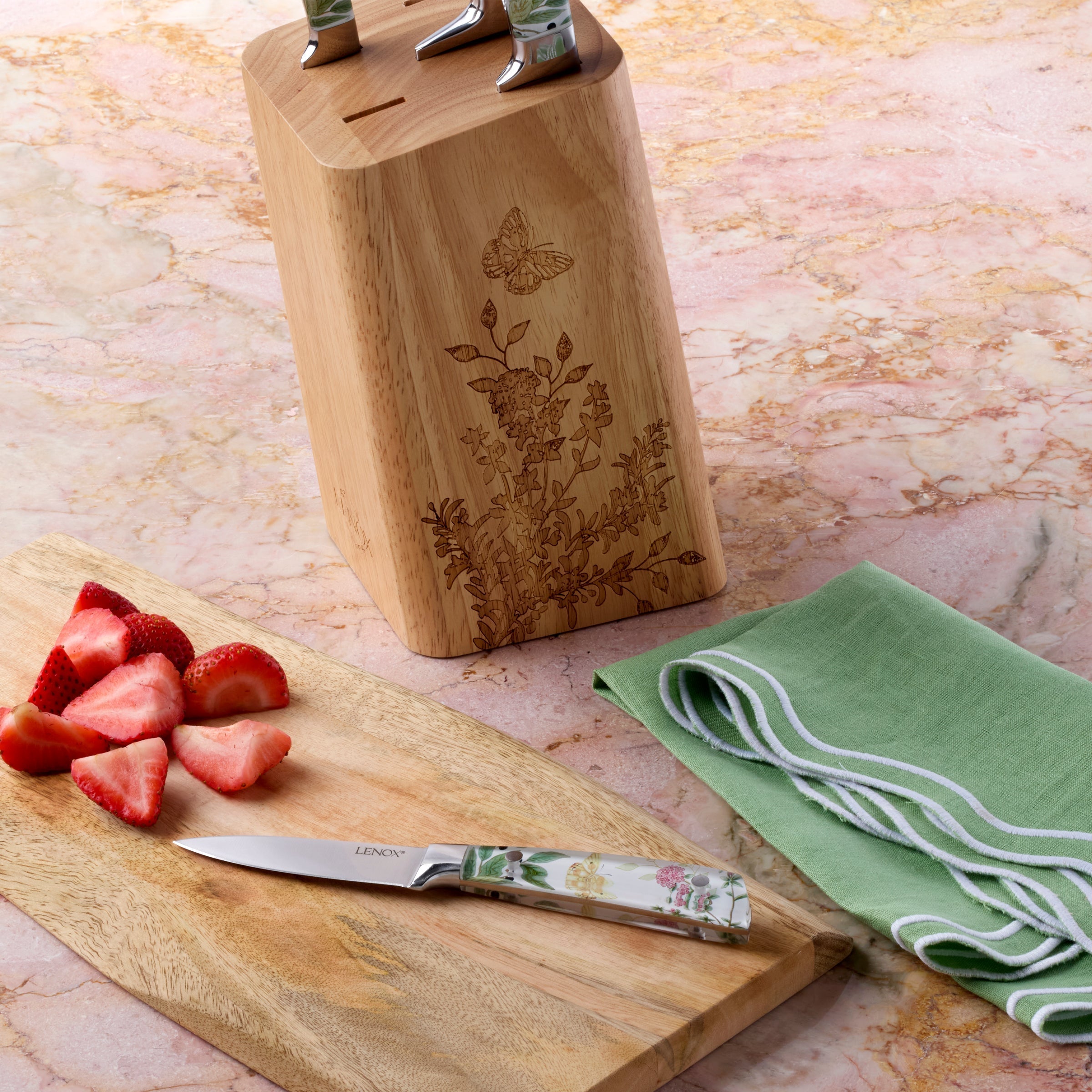 Lenox Everyday Flatware Butterfly Meadow Herbs 6-Piece Cutlery Block Set - Image 6
