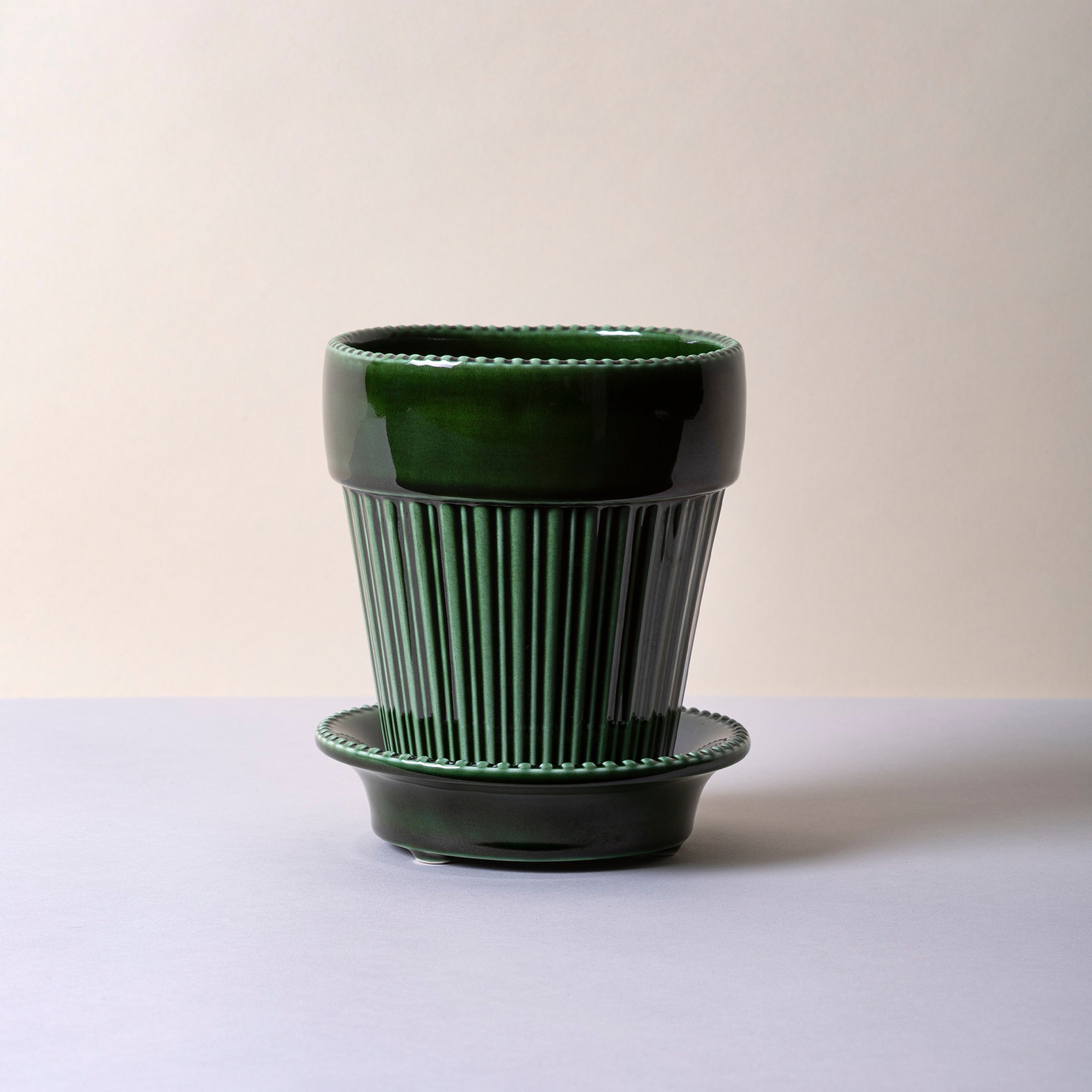 Lenox Everyday Flatware Simona Glazed Emerald Green 12cm Pot with Saucer - Image 3