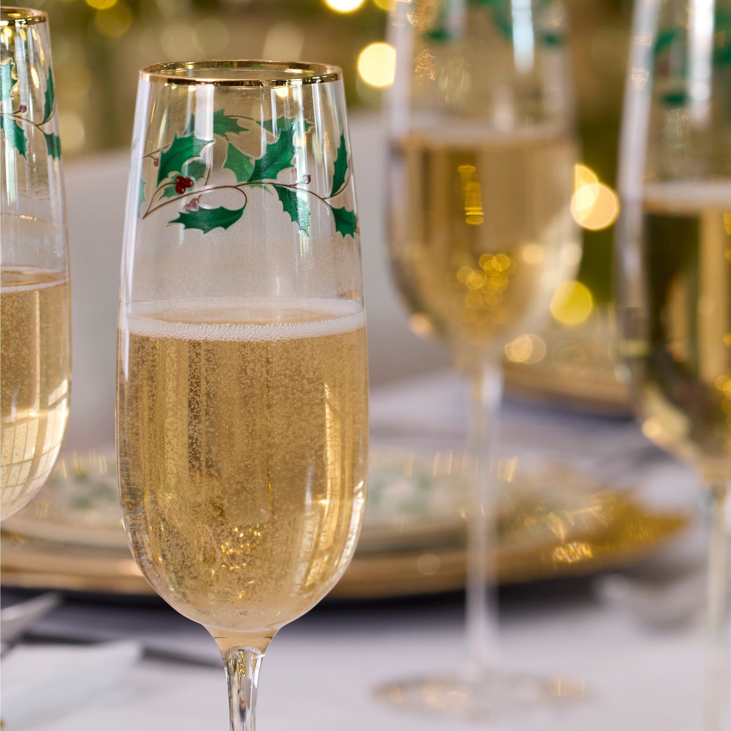 Lenox Everyday Flatware Holiday Decal Flute Glasses, Set of 4 - Image 4