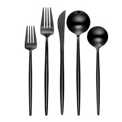 Lenox Everyday Flatware Zephyr Black Mirror 45-Piece Flatware Set