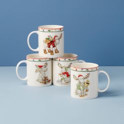 Lenox Everyday Flatware Merry Marcel Moose Mugs, Set of 4