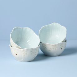 Lenox Everyday Flatware Butterfly Meadow Floral Blue Dessert Bowls, Set of 4
