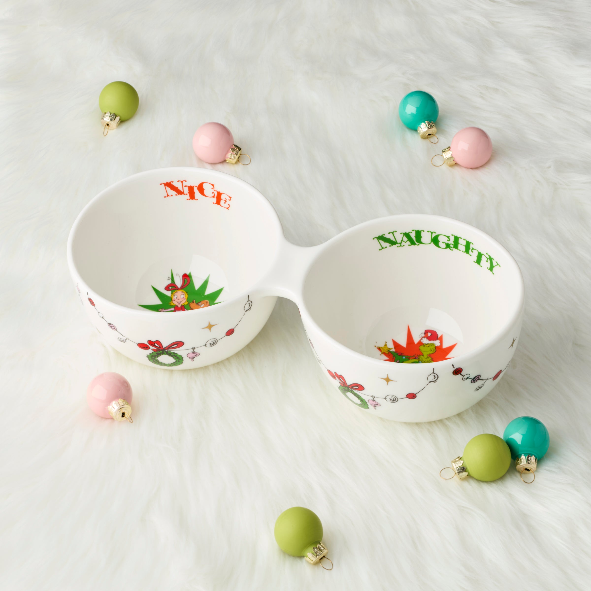 Lenox Everyday Flatware Merry Grinchmas Naughty or Nice Double Dip Bowl - Image 4