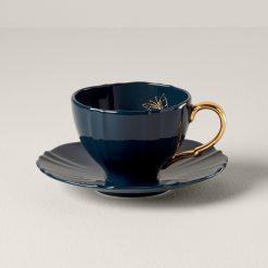 Lenox Everyday Flatware Sprig & Vine Navy Teacup & Saucer